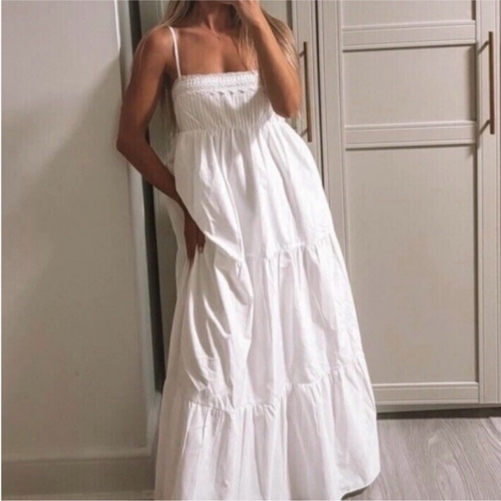 ZARA NWT Tiered Poplin Midi Dress